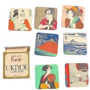 Ukiyoe Japanese Art cardboard coasters Vintage